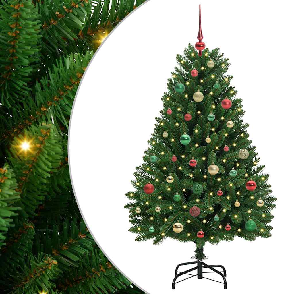 Albero di Natale artificiale 150 cm 150 LED Bianco caldo Verde