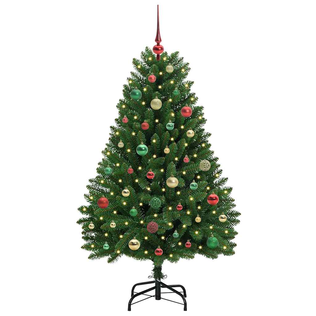 Albero di Natale artificiale 150 cm 150 LED Bianco caldo Verde