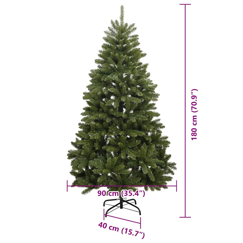 Albero di Natale artificiale 180 cm 300 LED Bianco caldo Verde