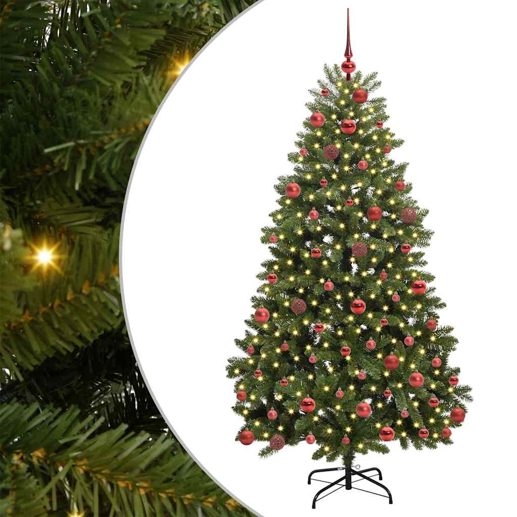 Albero di Natale artificiale 180 cm 300 LED Bianco caldo Verde