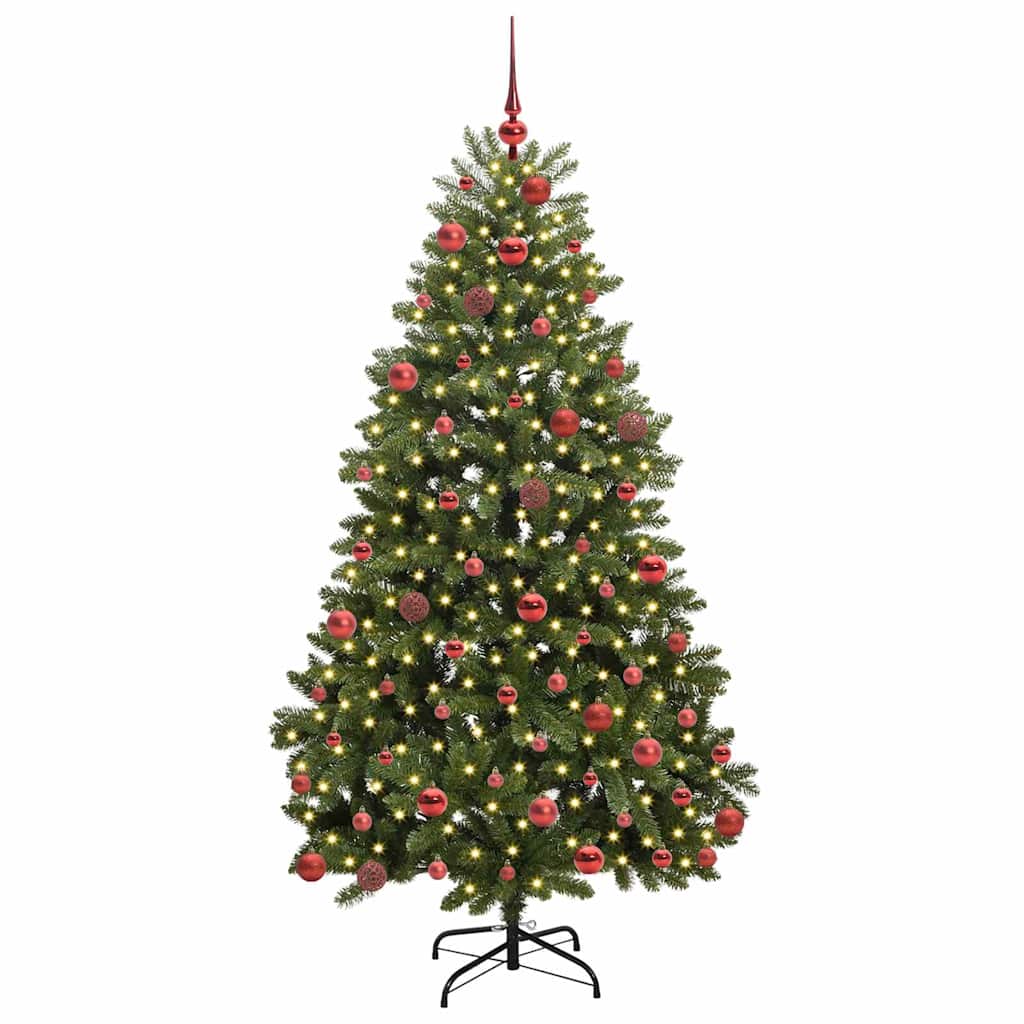 Albero di Natale artificiale 180 cm 300 LED Bianco caldo Verde