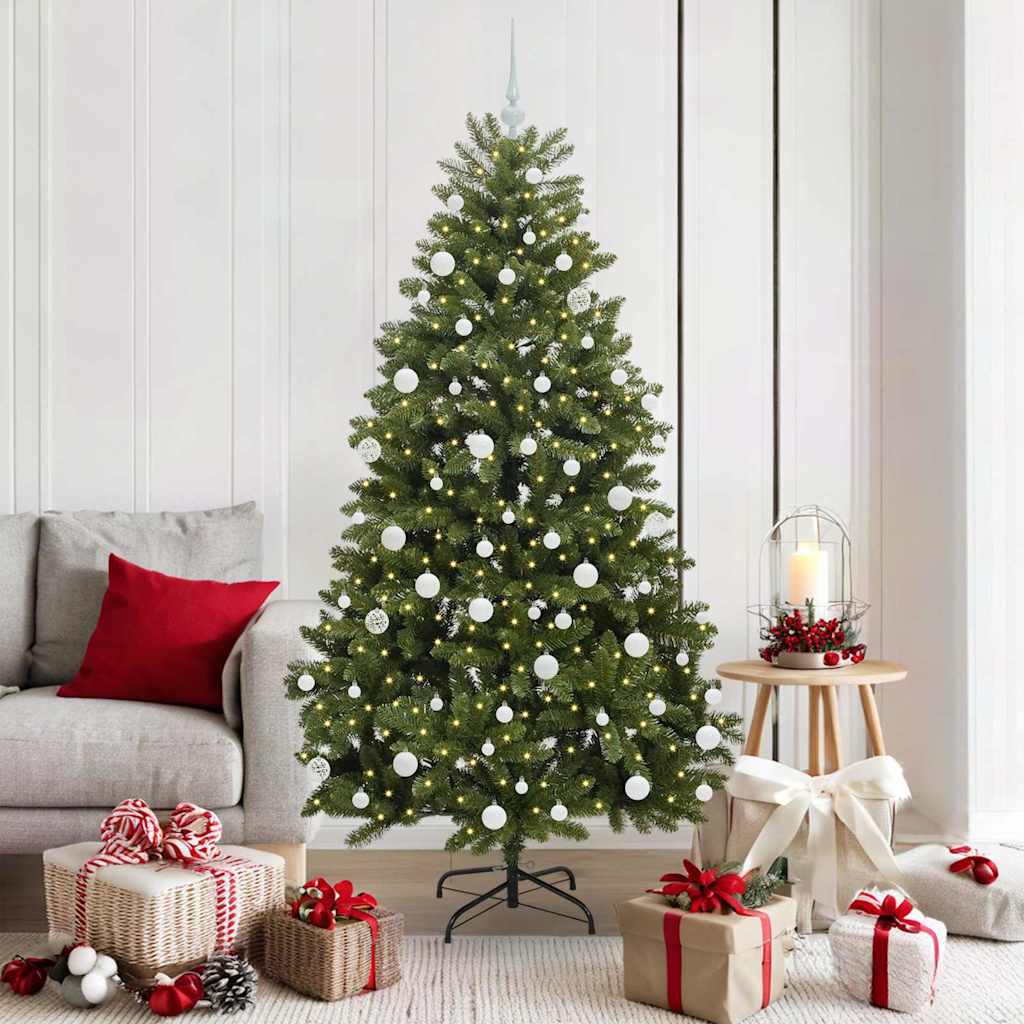 Albero di Natale artificiale 180 cm 300 LED Bianco caldo Verde