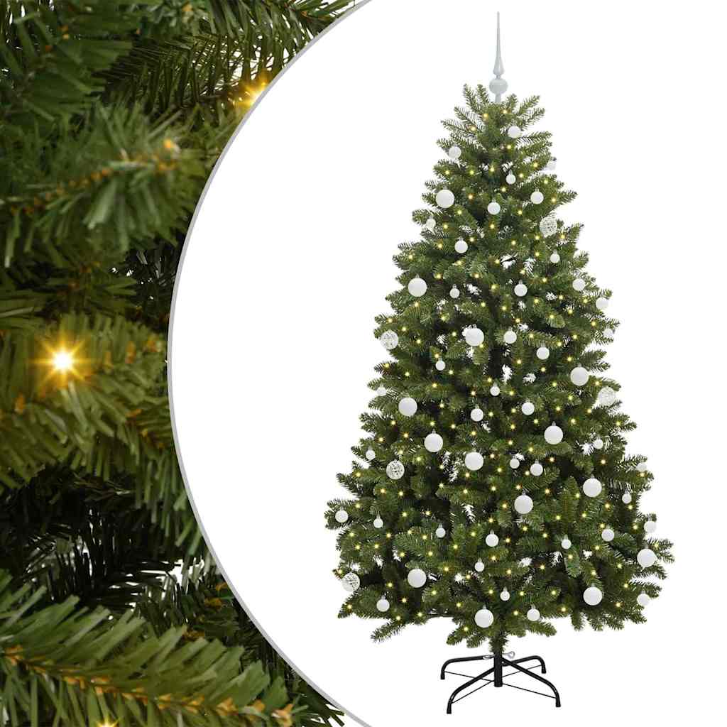 Albero di Natale artificiale 180 cm 300 LED Bianco caldo Verde