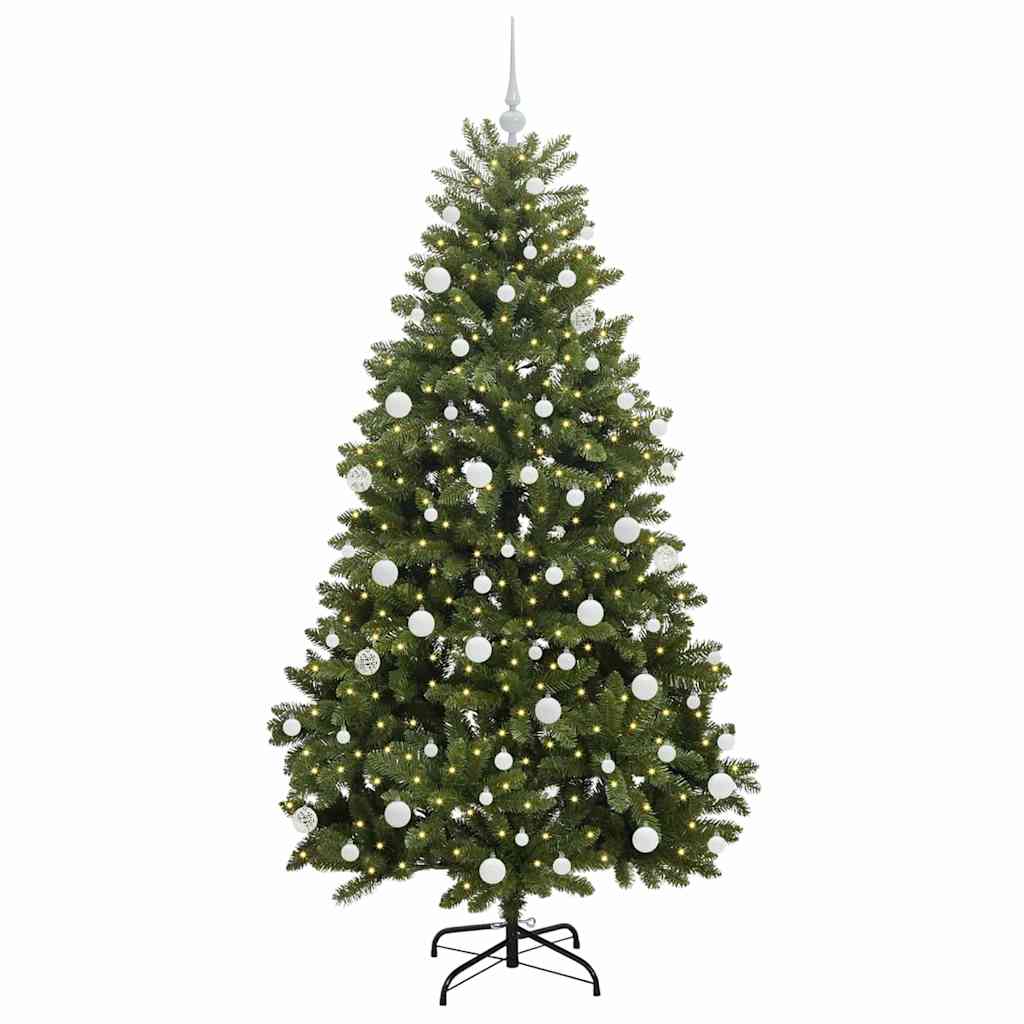 Albero di Natale artificiale 180 cm 300 LED Bianco caldo Verde
