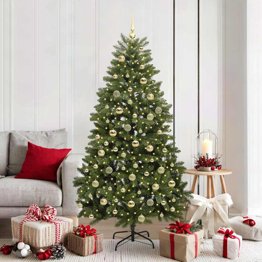 Albero di Natale artificiale 180 cm 300 LED Bianco caldo Verde