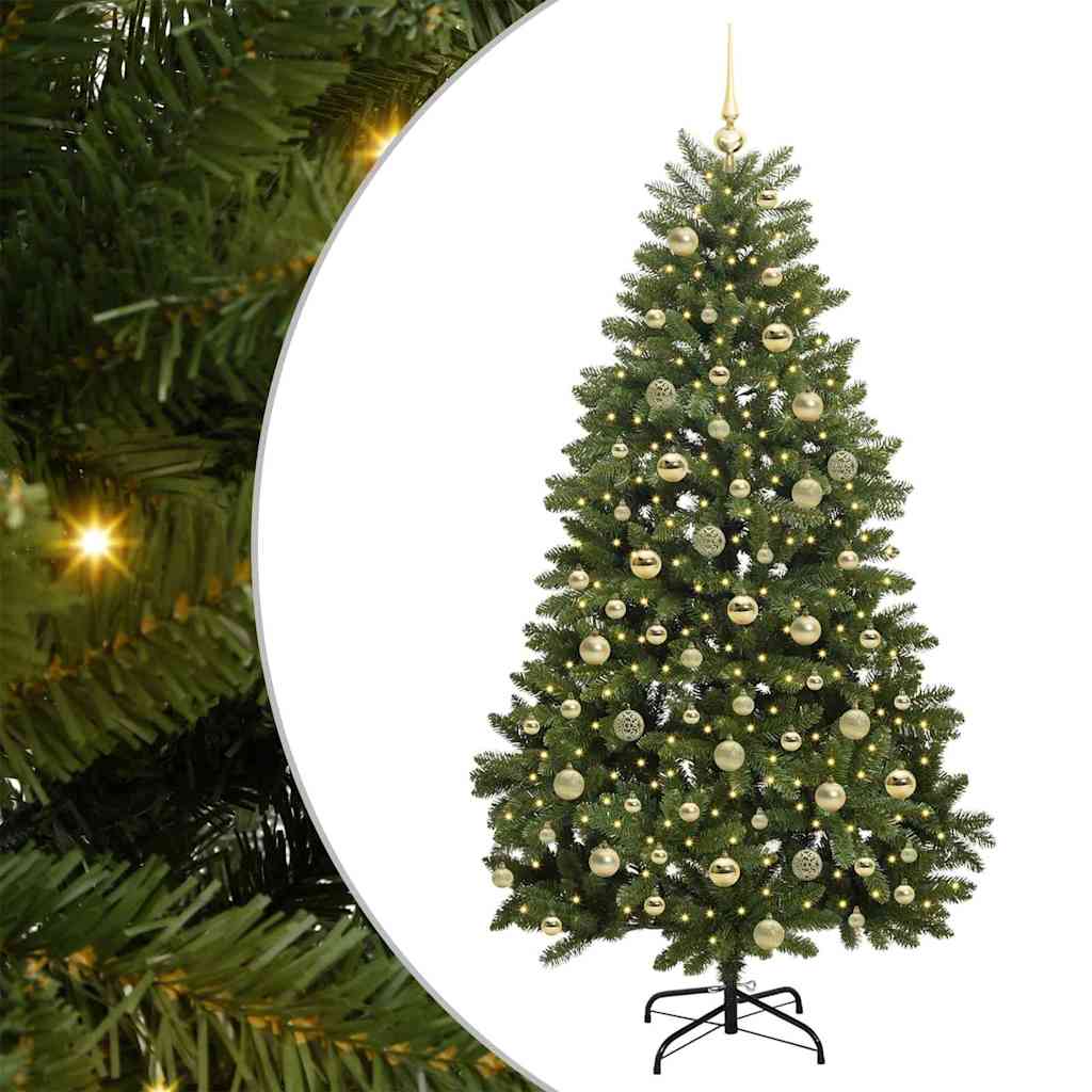 Albero di Natale artificiale 180 cm 300 LED Bianco caldo Verde
