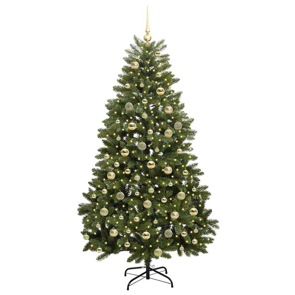 Albero di Natale artificiale 180 cm 300 LED Bianco caldo Verde