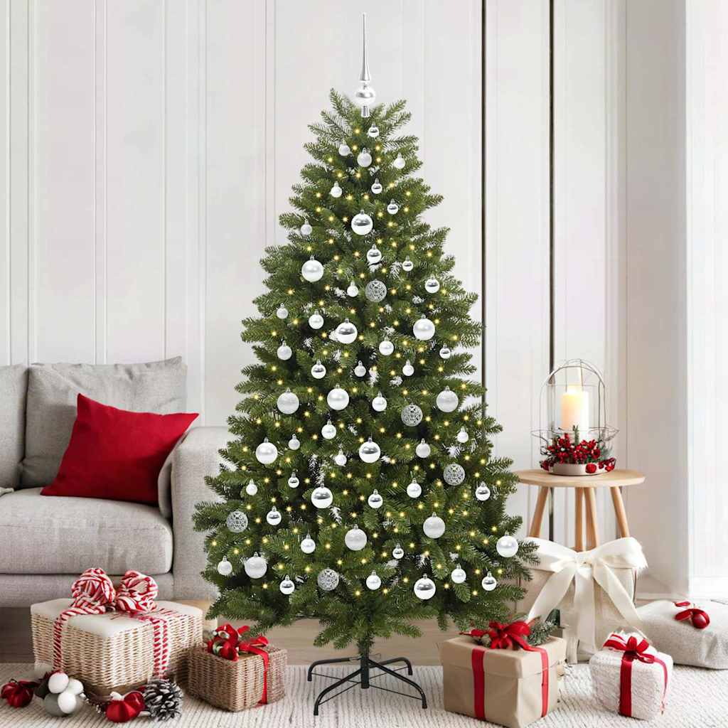 Albero di Natale artificiale 180 cm 300 LED Bianco caldo Verde