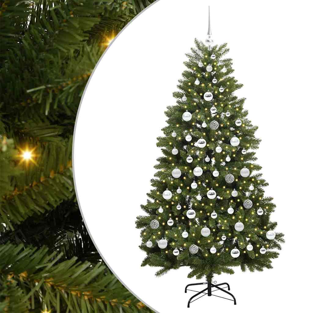 Albero di Natale artificiale 180 cm 300 LED Bianco caldo Verde