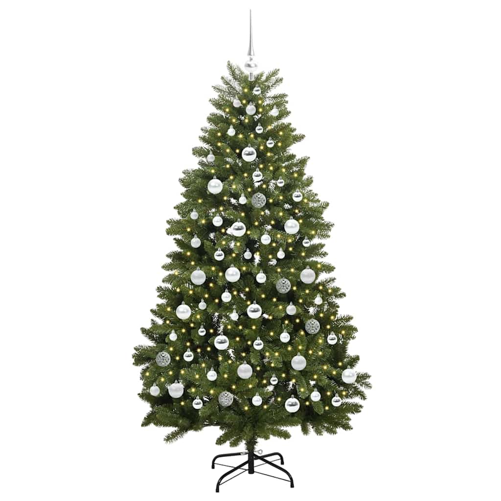 Albero di Natale artificiale 180 cm 300 LED Bianco caldo Verde
