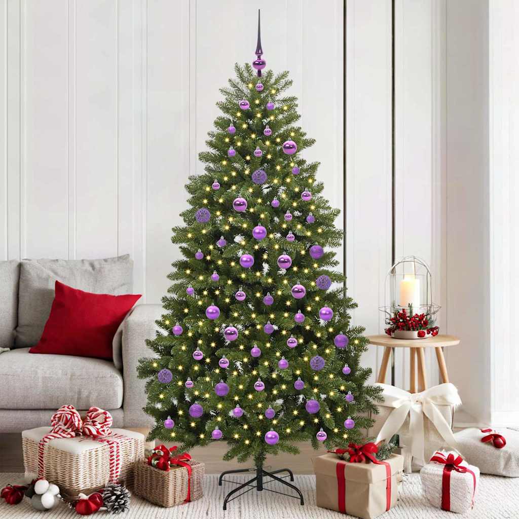Albero di Natale artificiale 180 cm 300 LED Bianco caldo Verde