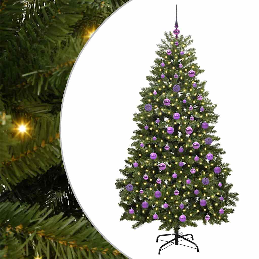 Albero di Natale artificiale 180 cm 300 LED Bianco caldo Verde