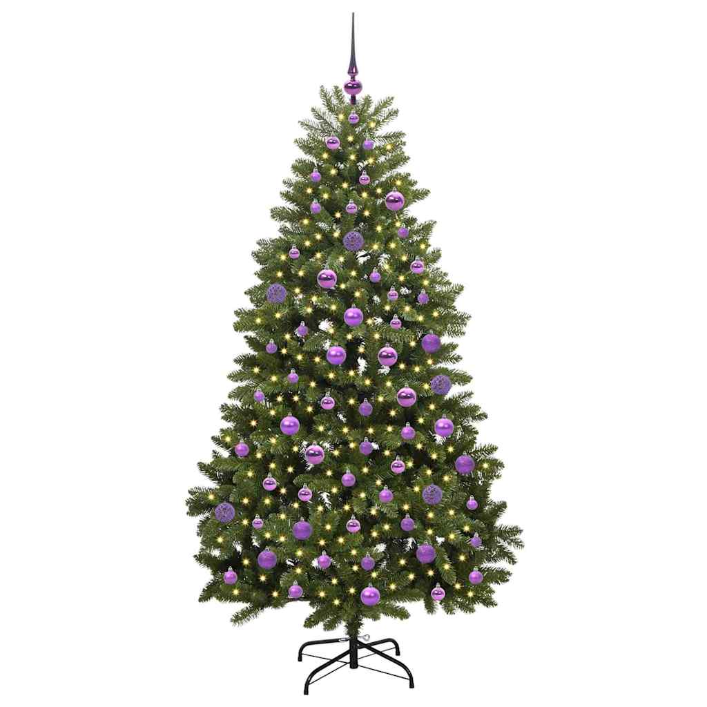 Albero di Natale artificiale 180 cm 300 LED Bianco caldo Verde