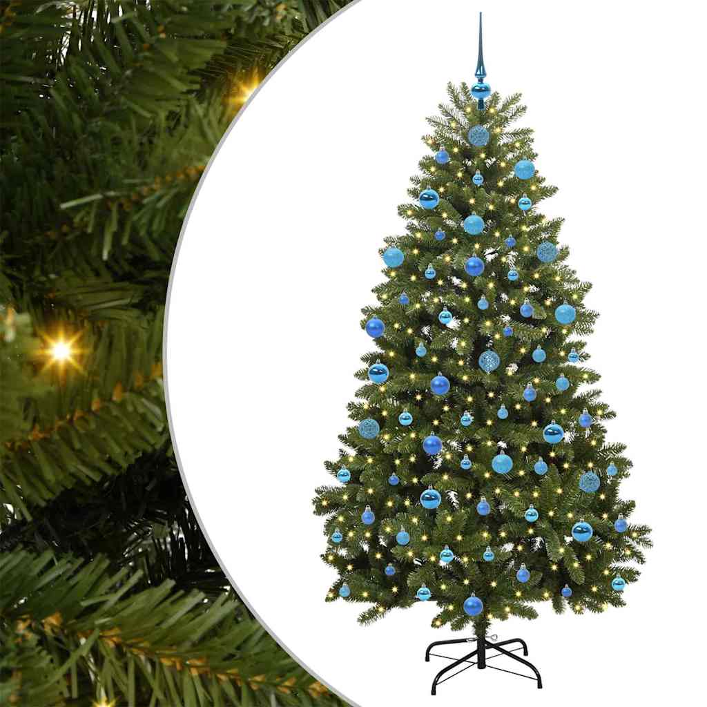 Albero di Natale artificiale 180 cm 300 LED Bianco caldo Verde