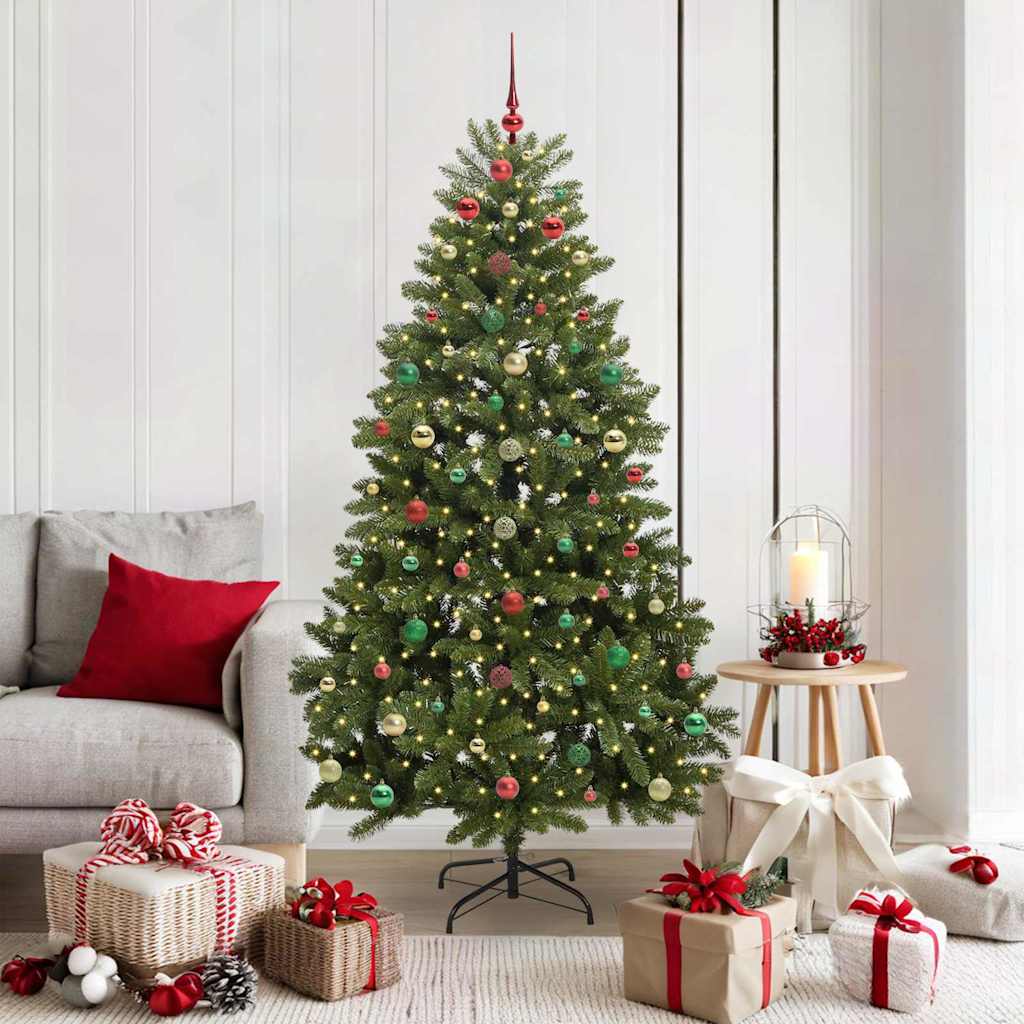 Albero di Natale artificiale 180 cm 300 LED Bianco caldo Verde