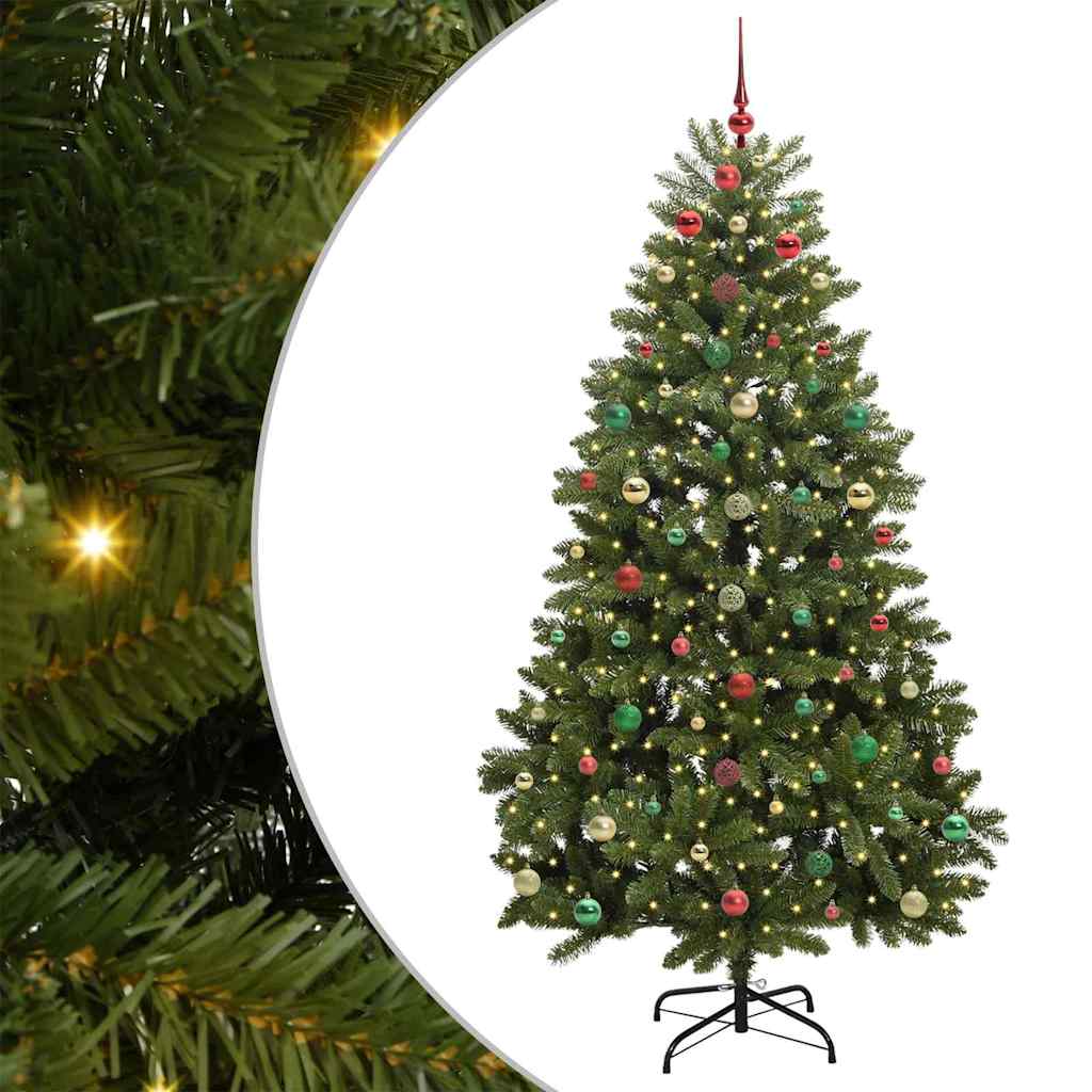 Albero di Natale artificiale 180 cm 300 LED Bianco caldo Verde