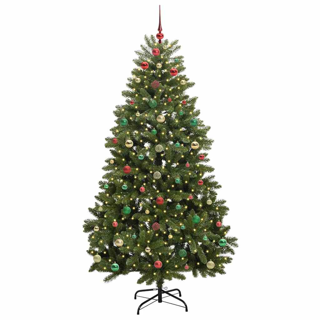 Albero di Natale artificiale 180 cm 300 LED Bianco caldo Verde