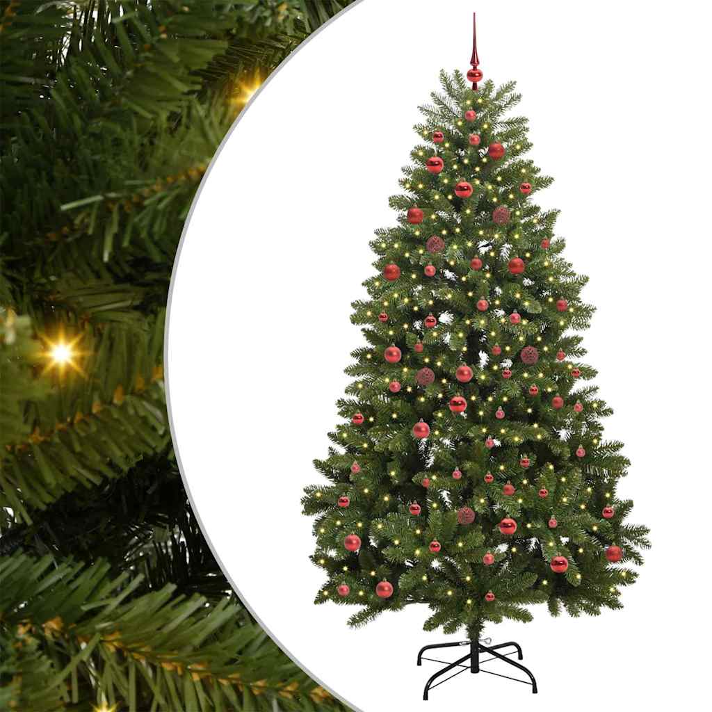 Albero di Natale artificiale 210 cm 300 LED Bianco caldo Verde