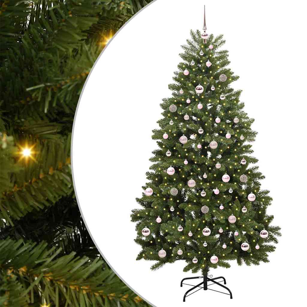 Albero di Natale artificiale 210 cm 300 LED Bianco caldo Verde