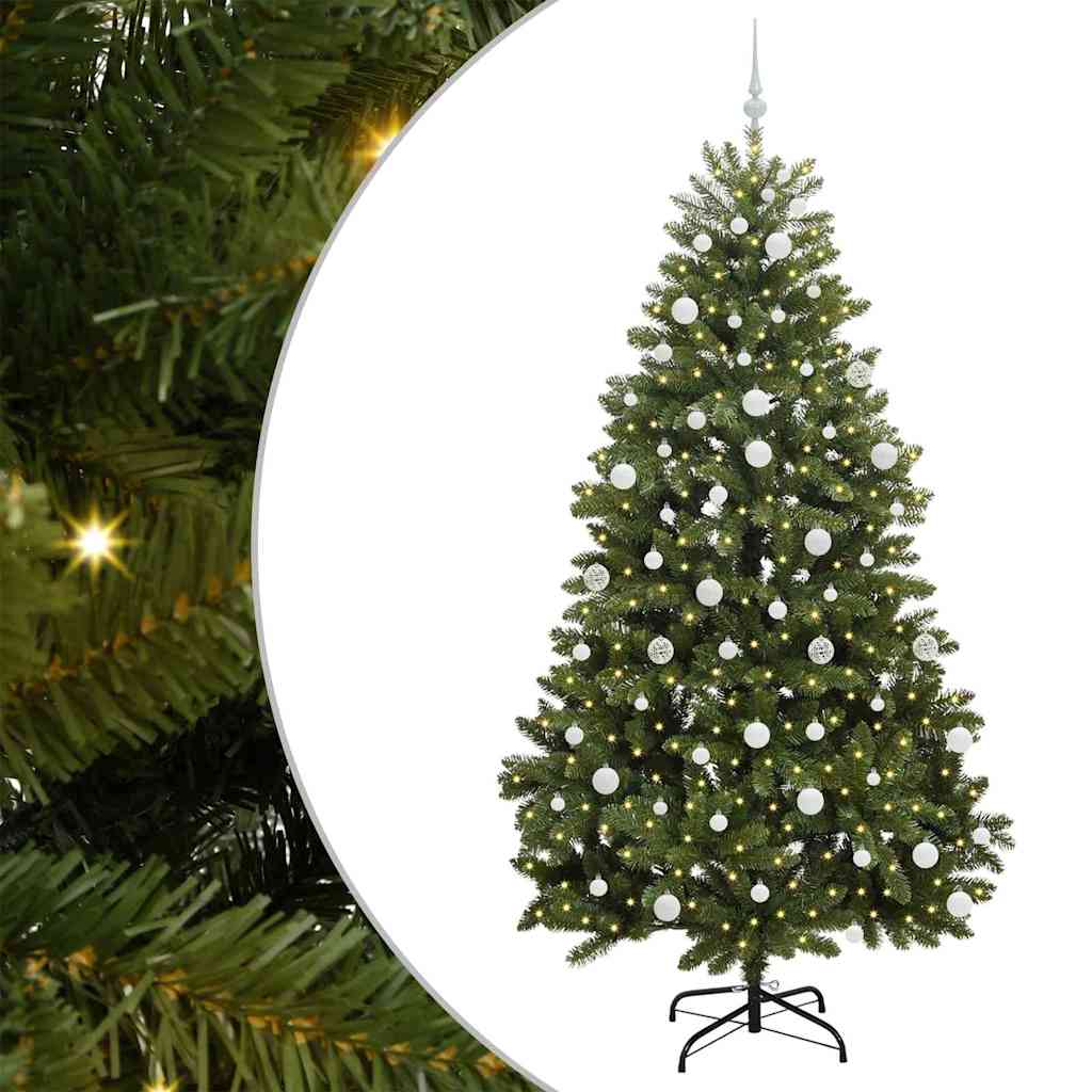 Albero di Natale artificiale 210 cm 300 LED Bianco caldo Verde