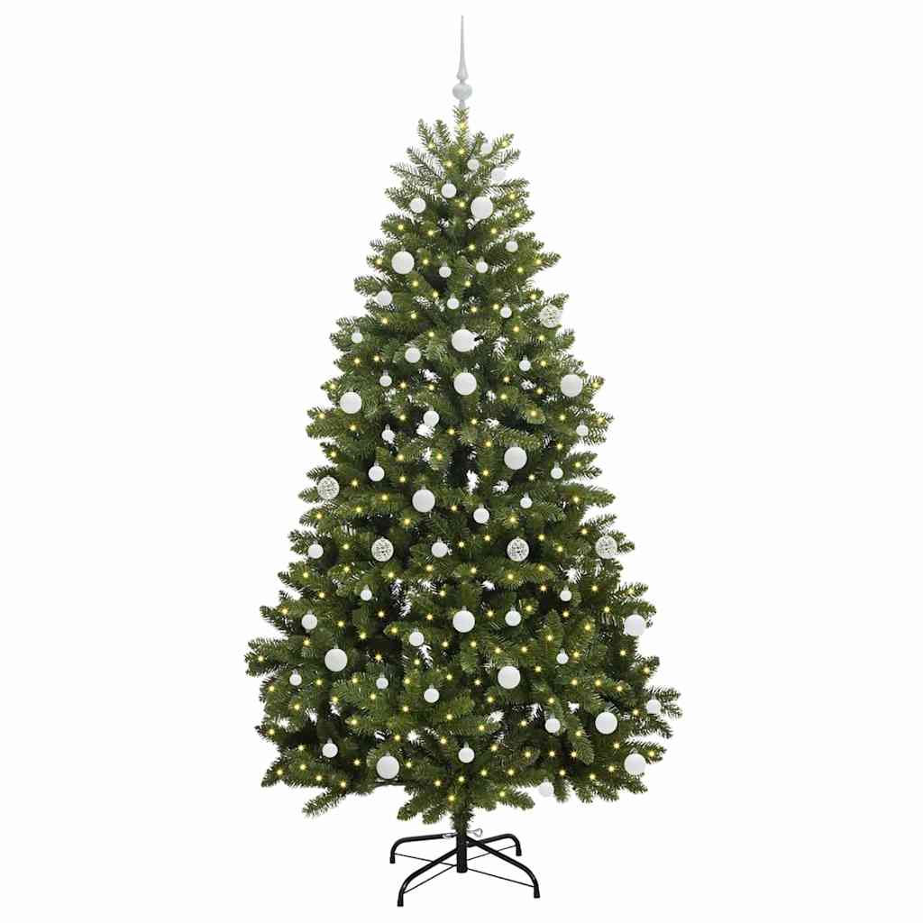 Albero di Natale artificiale 210 cm 300 LED Bianco caldo Verde