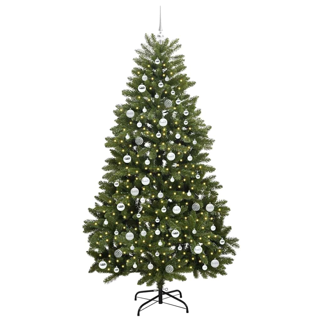 Albero di Natale artificiale 210 cm 300 LED Bianco caldo Verde