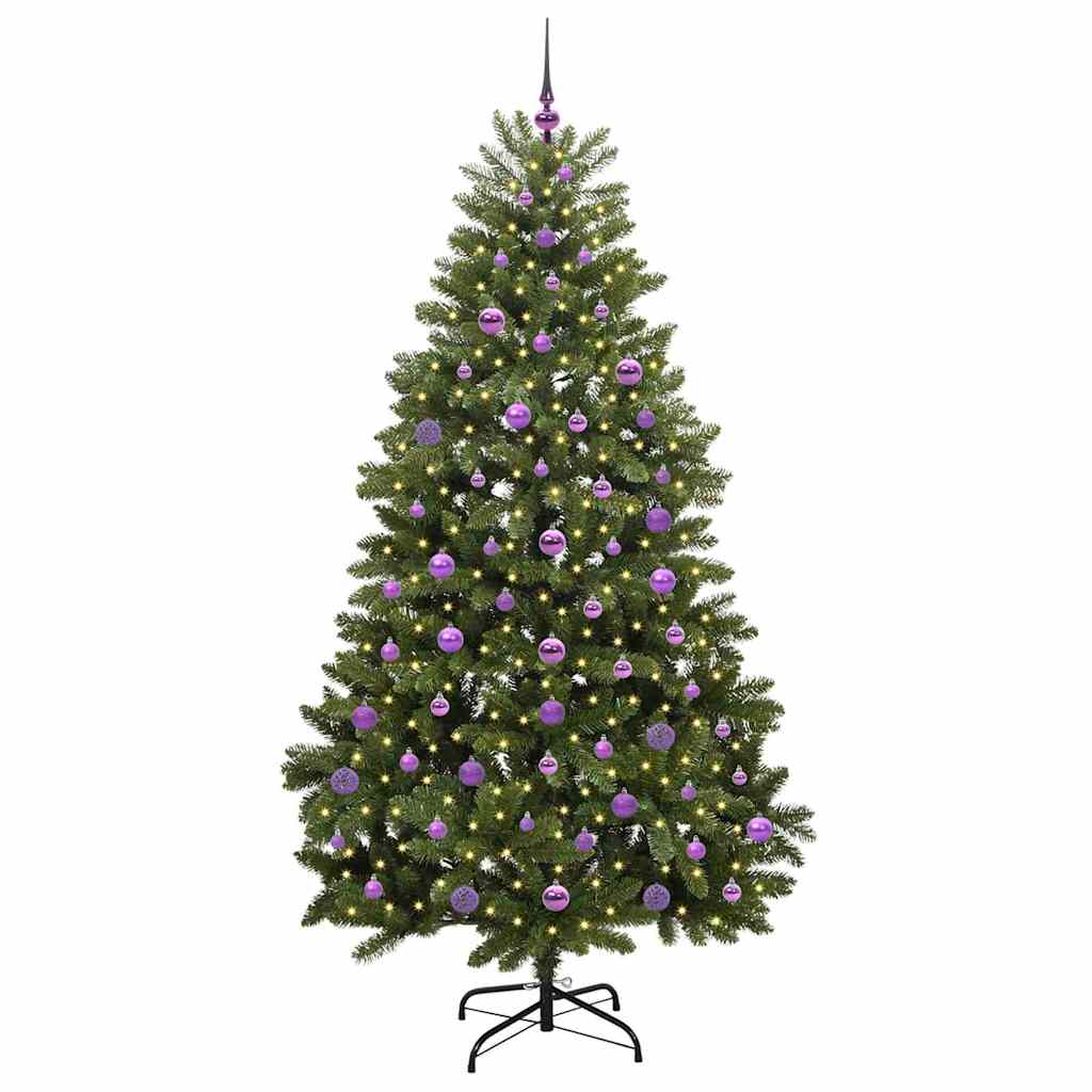 Albero di Natale artificiale 210 cm 300 LED Bianco caldo Verde