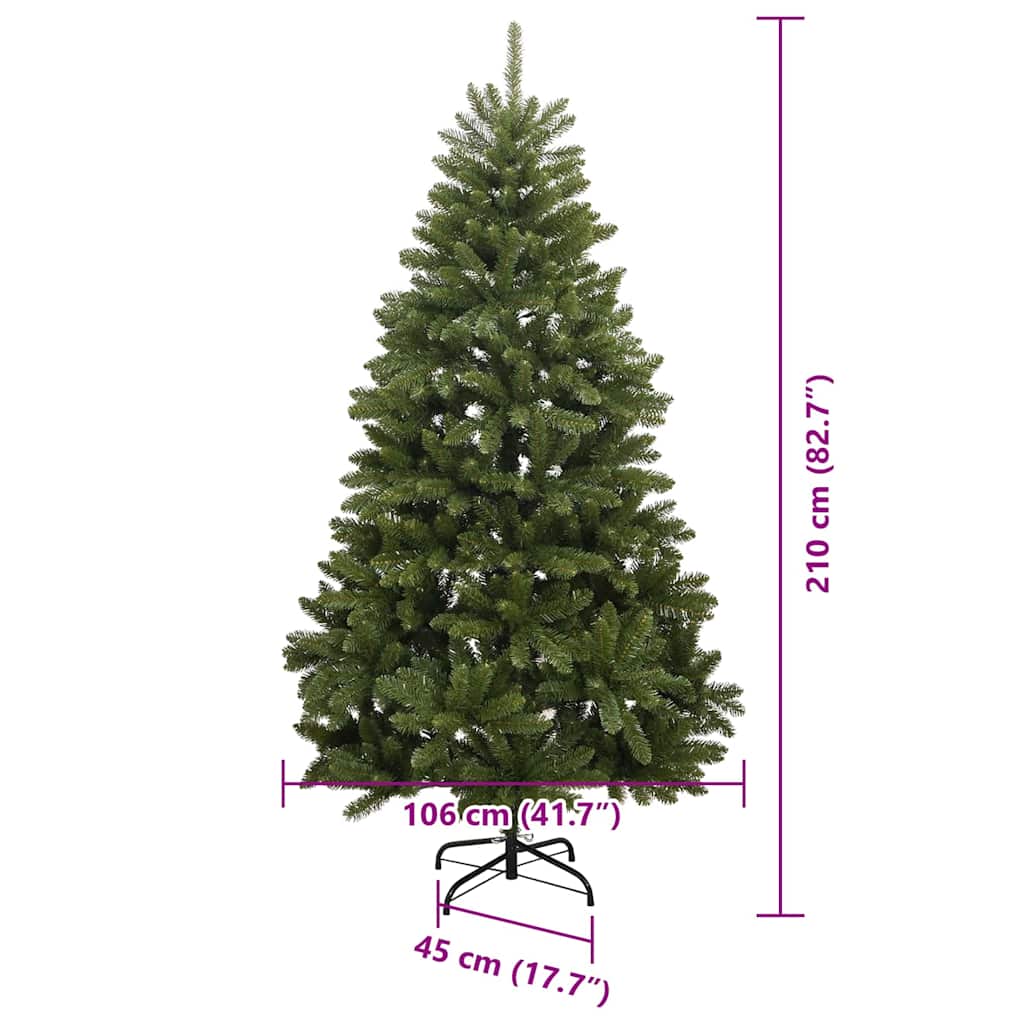 Albero di Natale artificiale 210 cm 300 LED Bianco caldo Verde