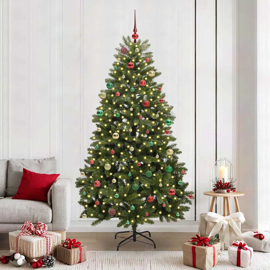Albero di Natale artificiale 210 cm 300 LED Bianco caldo Verde