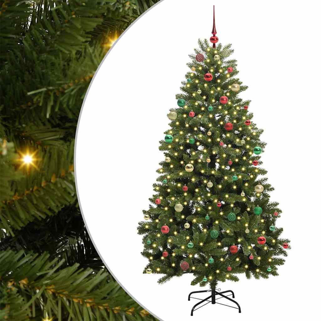 Albero di Natale artificiale 210 cm 300 LED Bianco caldo Verde