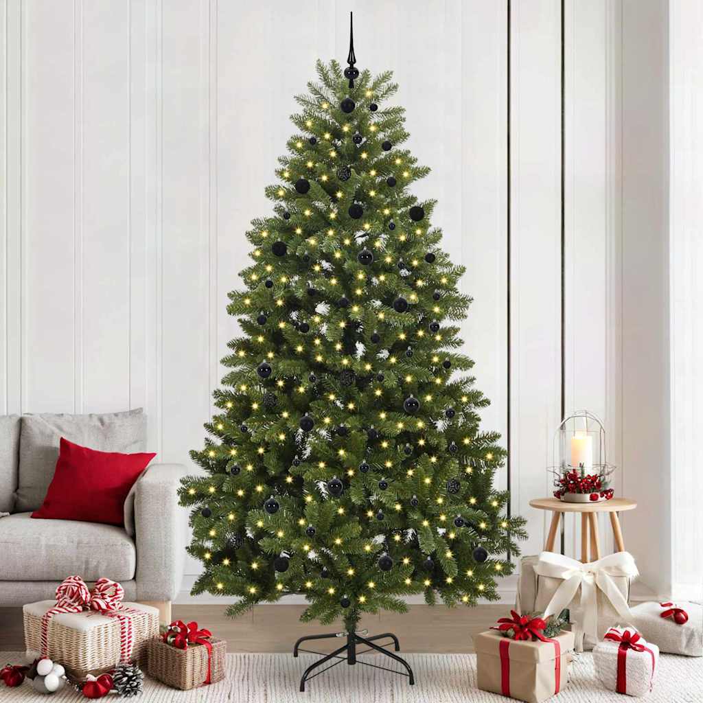 Albero di Natale artificiale 240 cm 300 LED Bianco caldo Verde