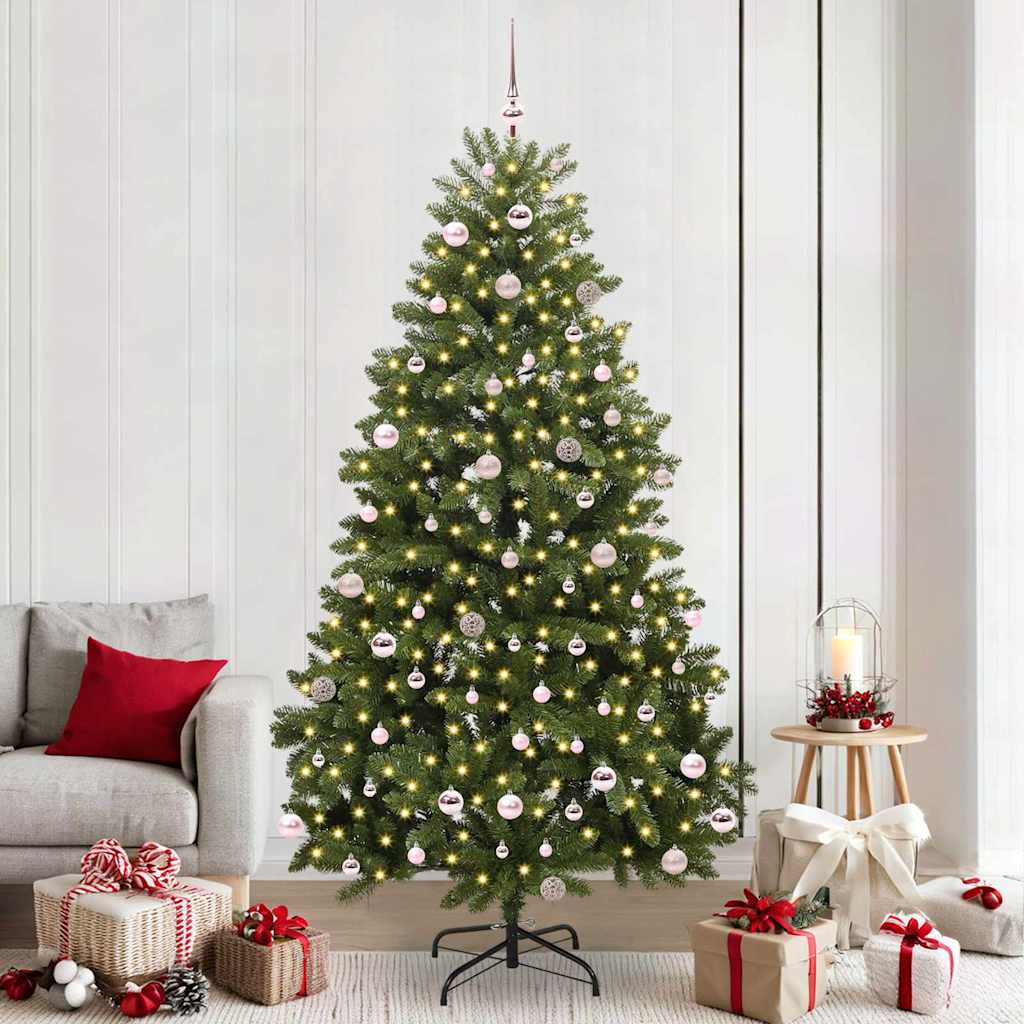 Albero di Natale artificiale 240 cm 300 LED Bianco caldo Verde