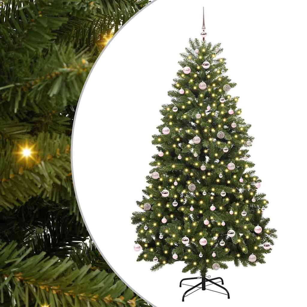 Albero di Natale artificiale 240 cm 300 LED Bianco caldo Verde