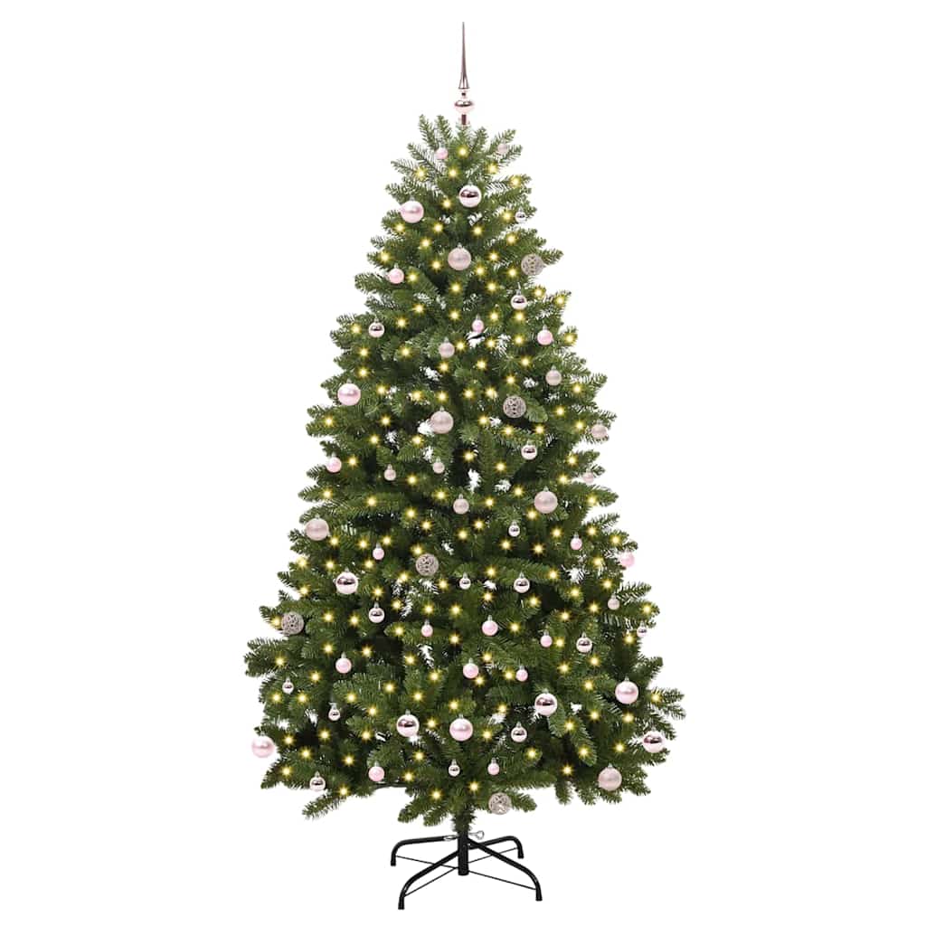 Albero di Natale artificiale 240 cm 300 LED Bianco caldo Verde