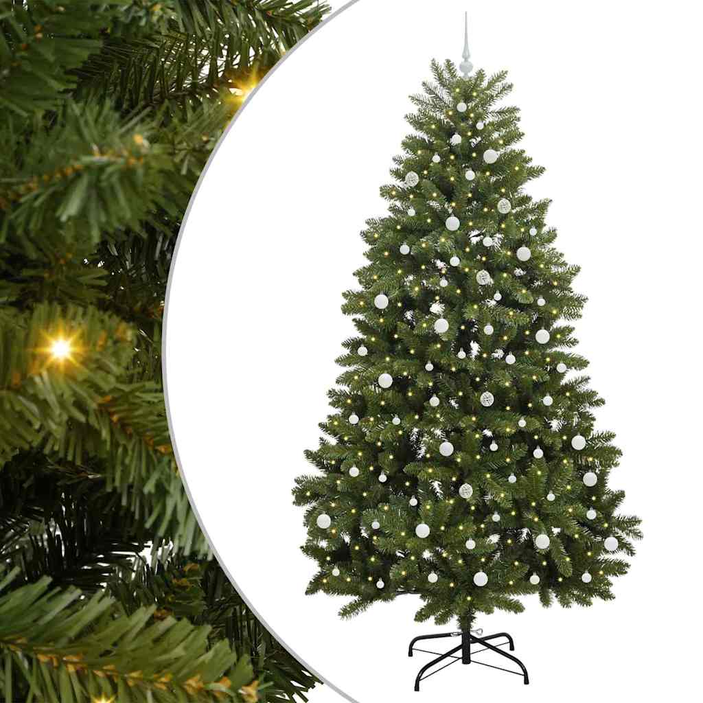 Albero di Natale artificiale 240 cm 300 LED Bianco caldo Verde