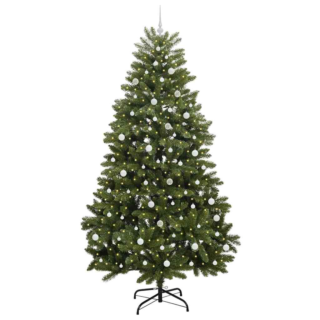 Albero di Natale artificiale 240 cm 300 LED Bianco caldo Verde
