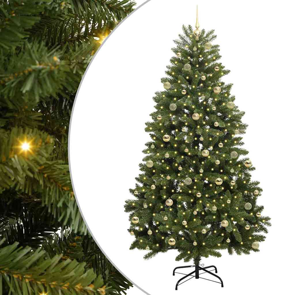 Albero di Natale artificiale 240 cm 300 LED Bianco caldo Verde