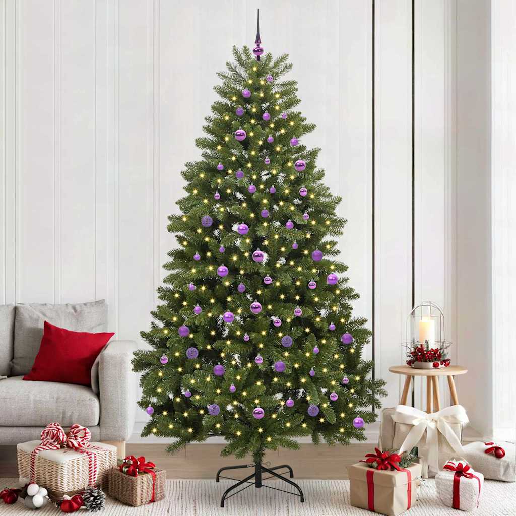 Albero di Natale artificiale 240 cm 300 LED Bianco caldo Verde