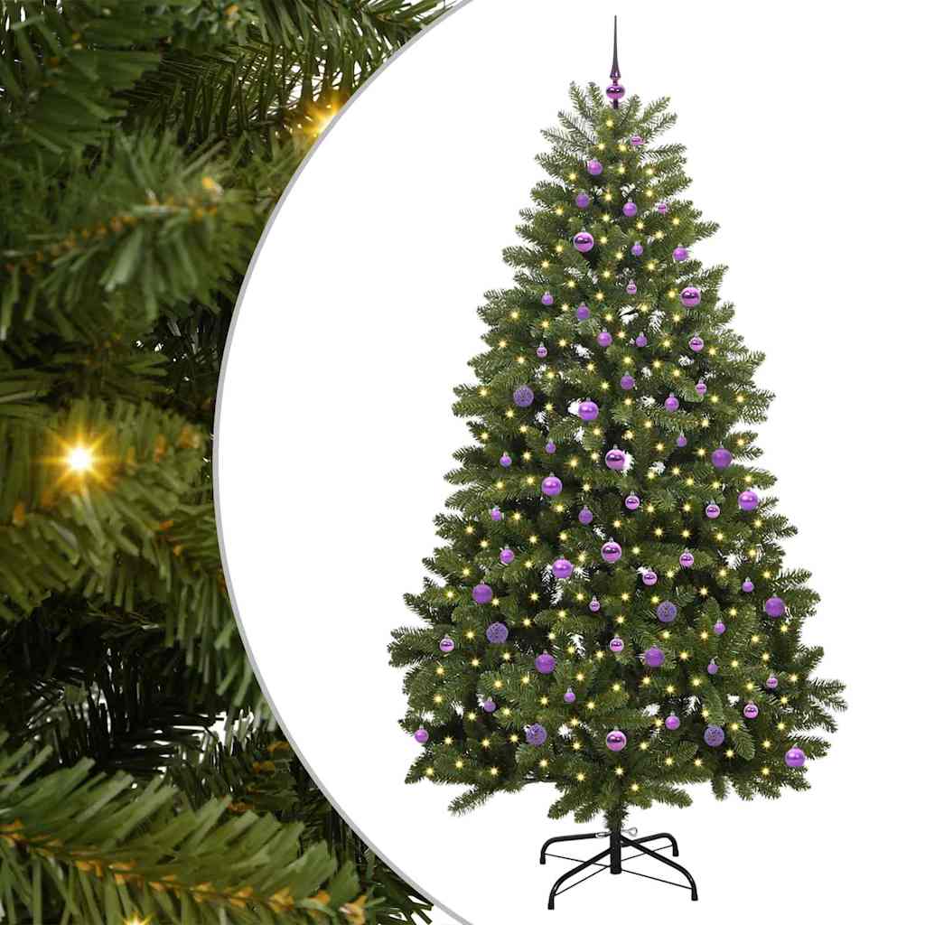 Albero di Natale artificiale 240 cm 300 LED Bianco caldo Verde