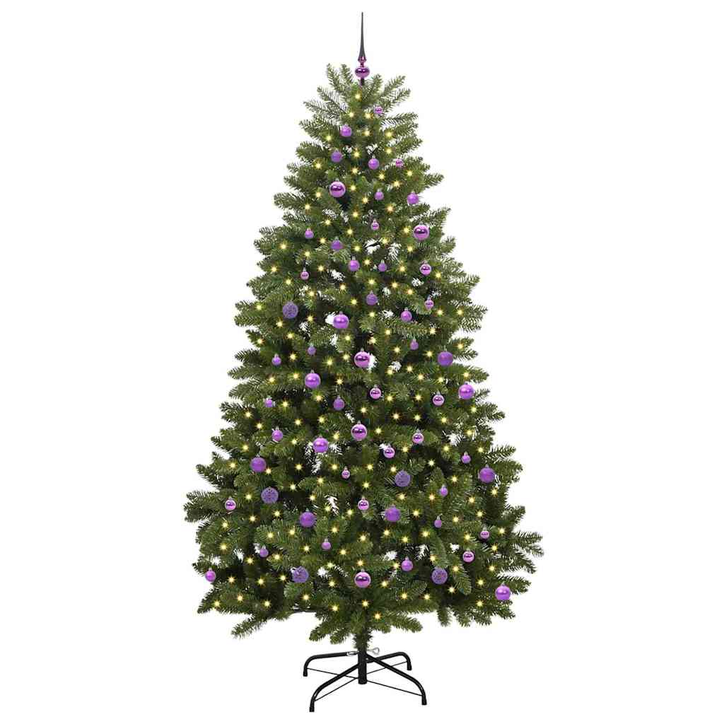 Albero di Natale artificiale 240 cm 300 LED Bianco caldo Verde