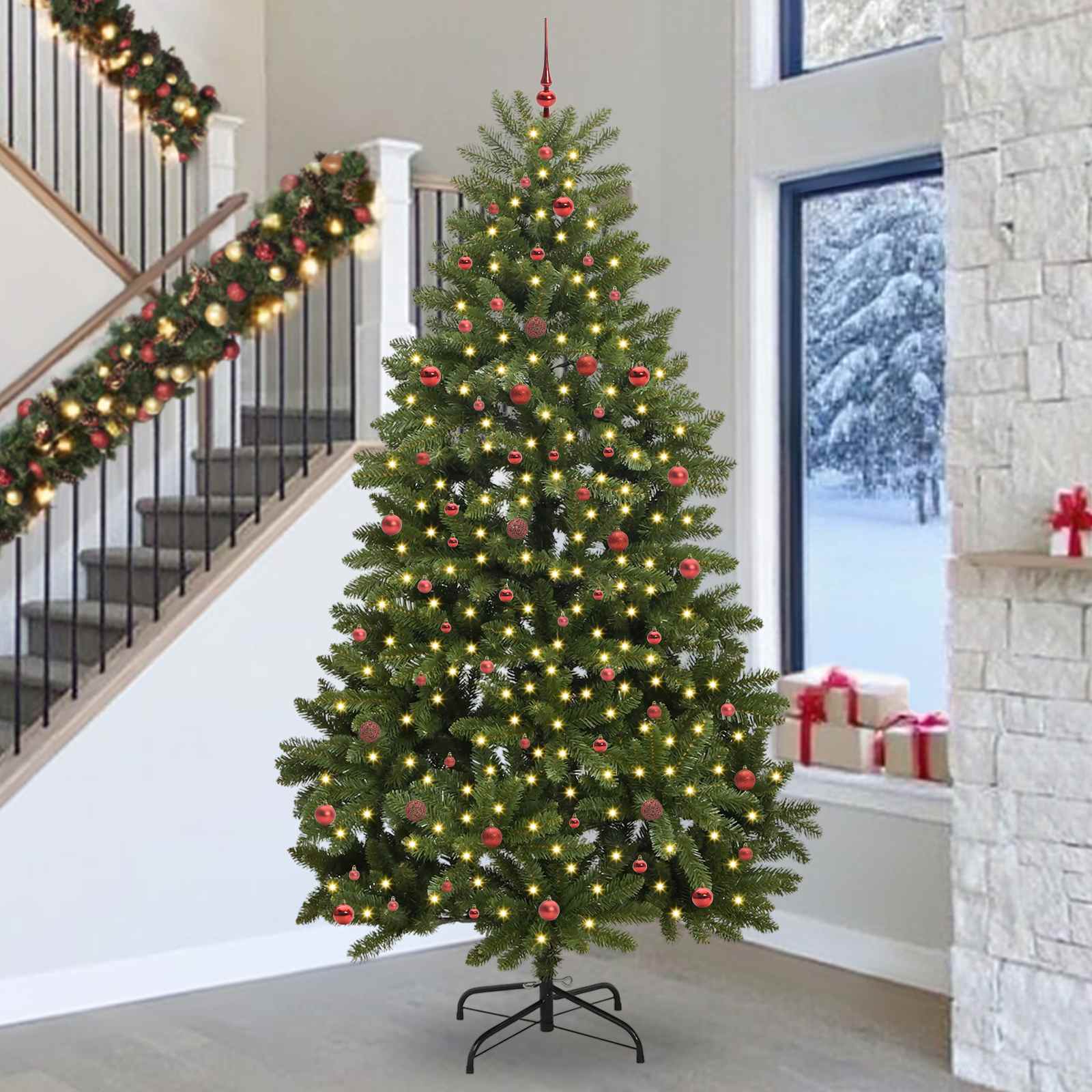 Albero di Natale artificiale 300 cm 300 LED Bianco caldo Verde