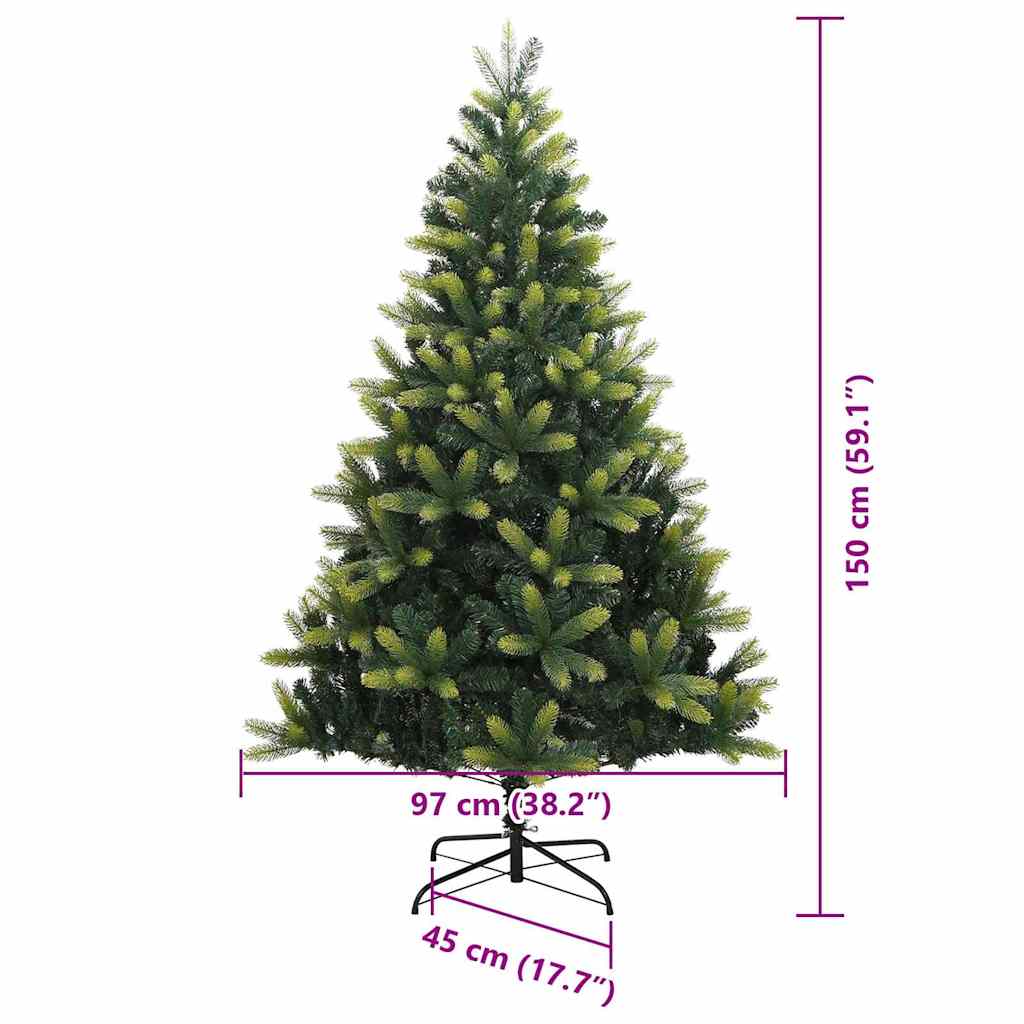 Albero di Natale Artificiale Pieghevole 150 LED Verde 150 cm