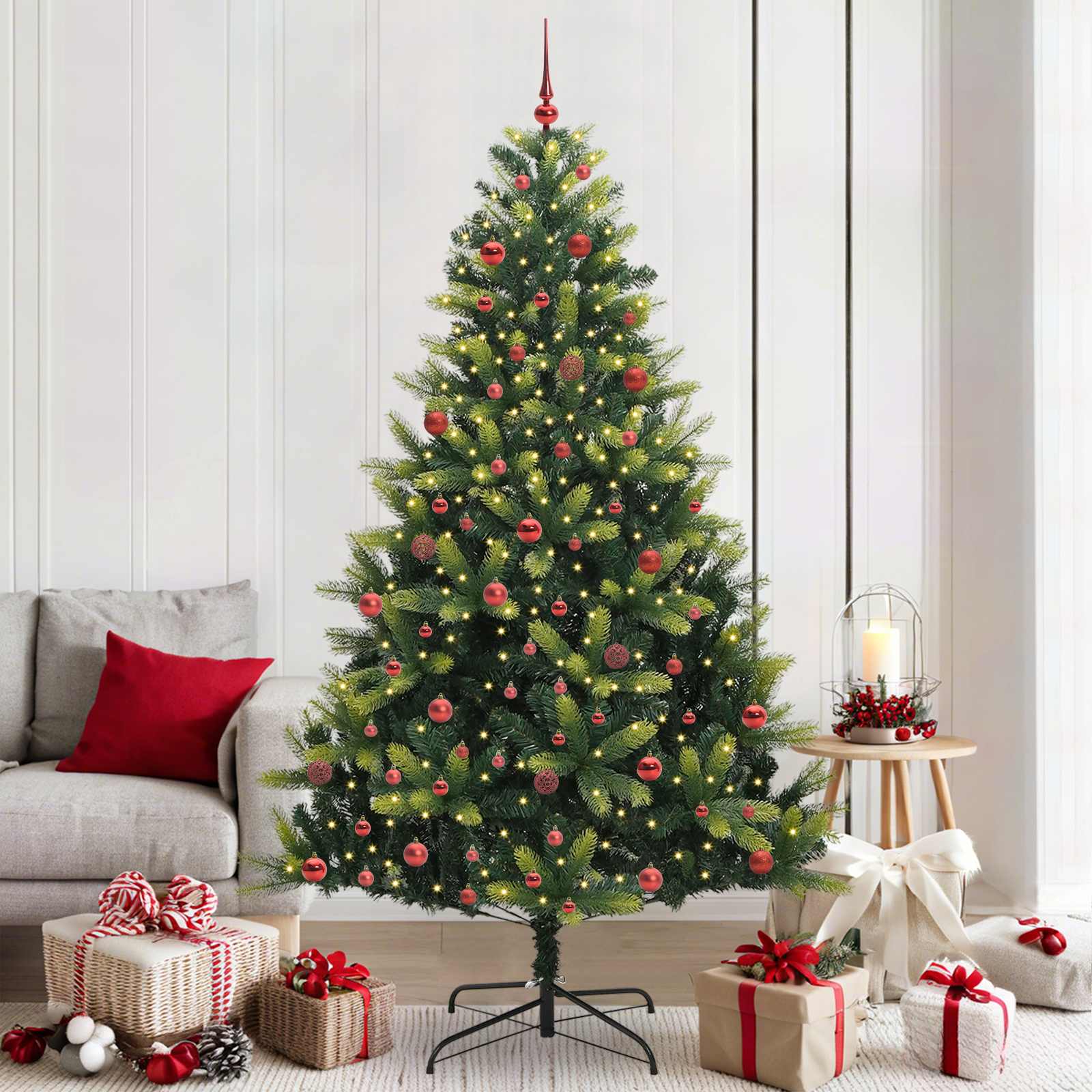 Albero di Natale Artificiale a Cerniera con 300 LED Verde