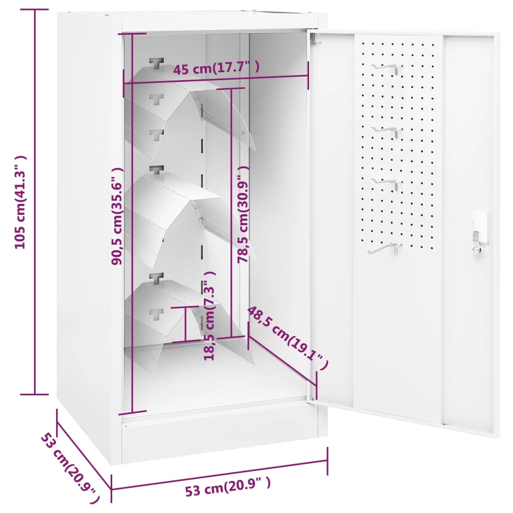 Armadio Porta Sella Bianco 53x53x105 cm in Acciaio