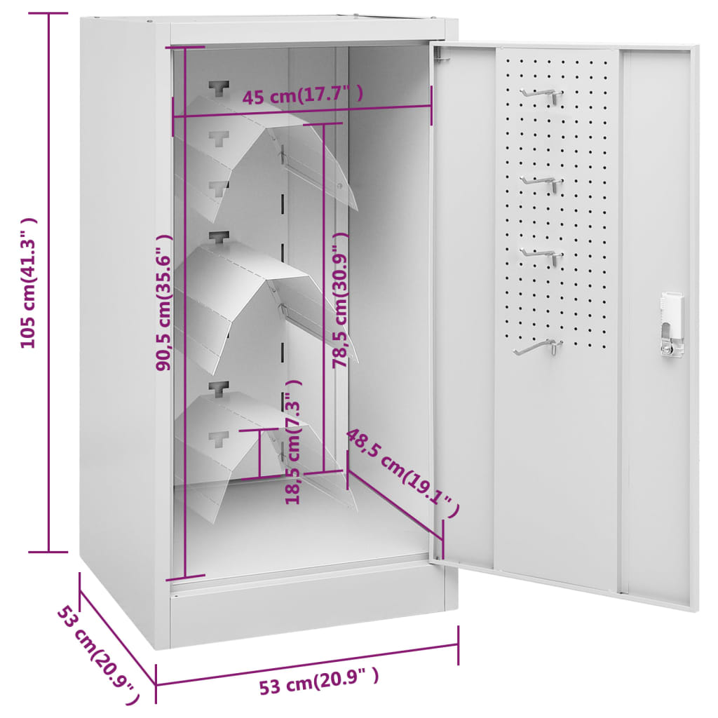 Armadio Porta Sella Grigio Chiaro 53x53x105 cm in Acciaio