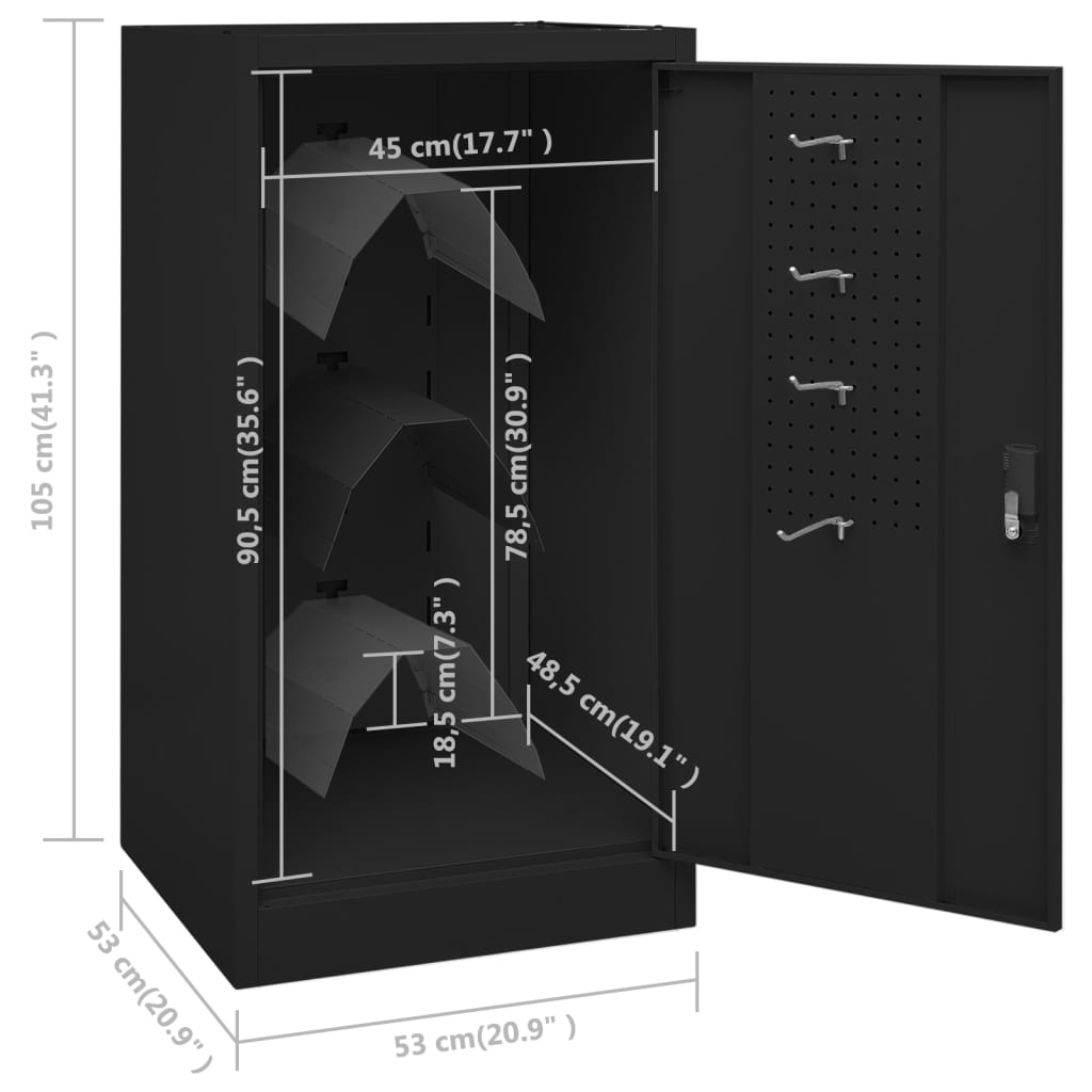 Armadio Porta Sella Nero 53x53x105 cm in Acciaio
