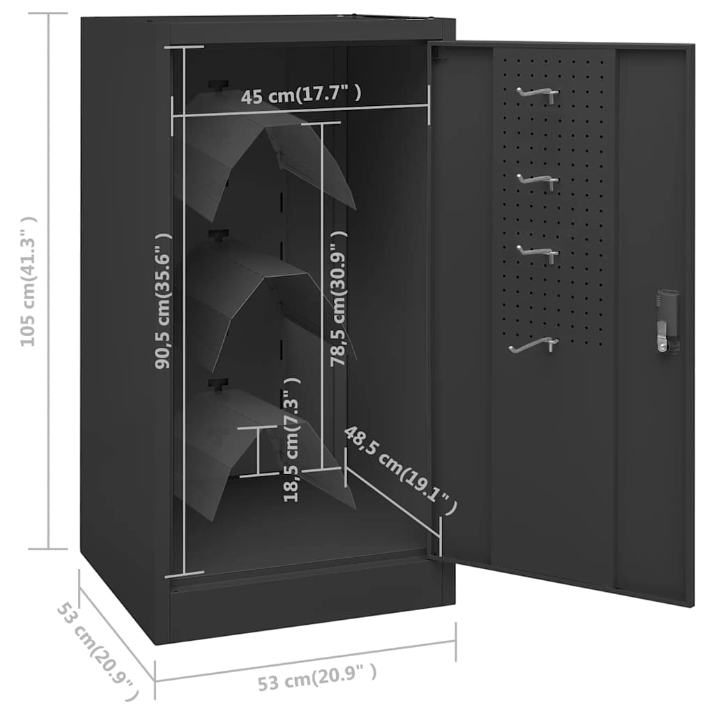 Armadio Porta Sella Antracite 53x53x105 cm in Acciaio