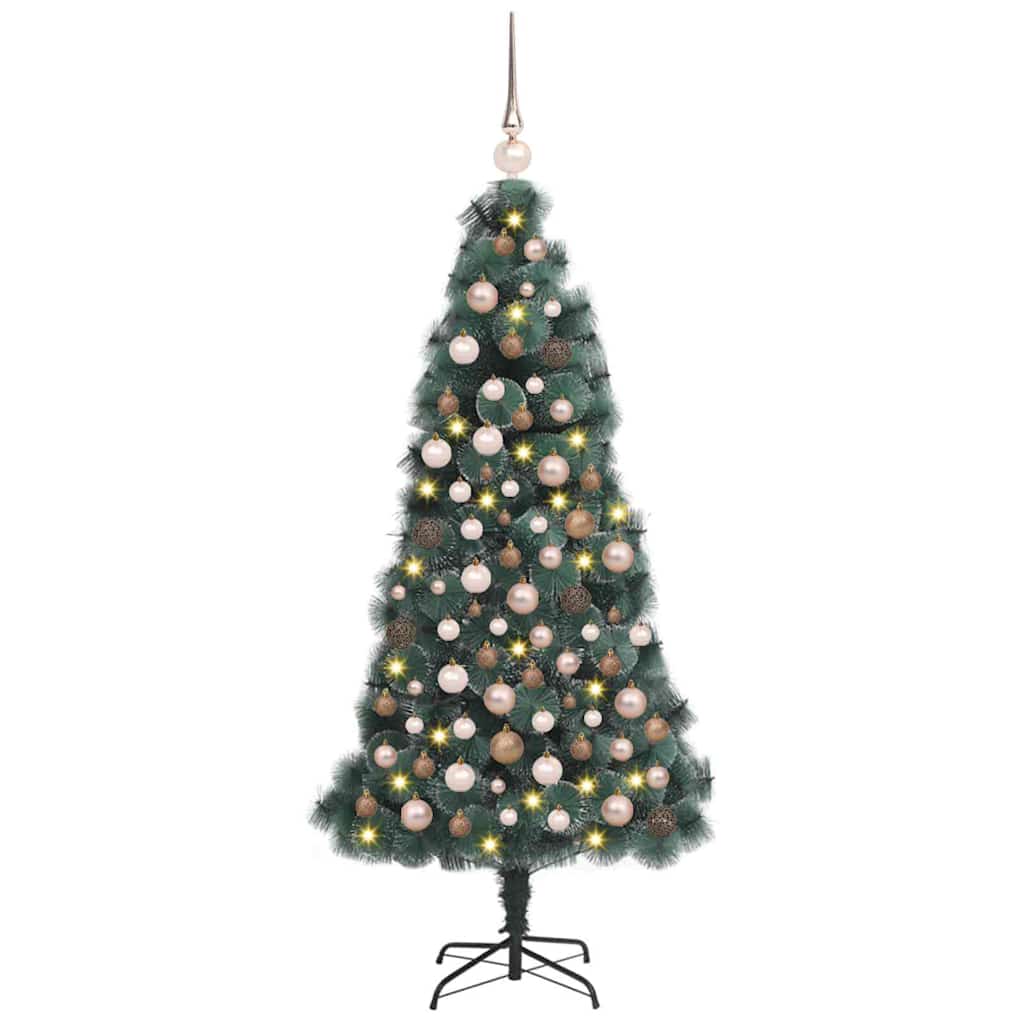 Albero di Natale artificiale preilluminato con set di palline