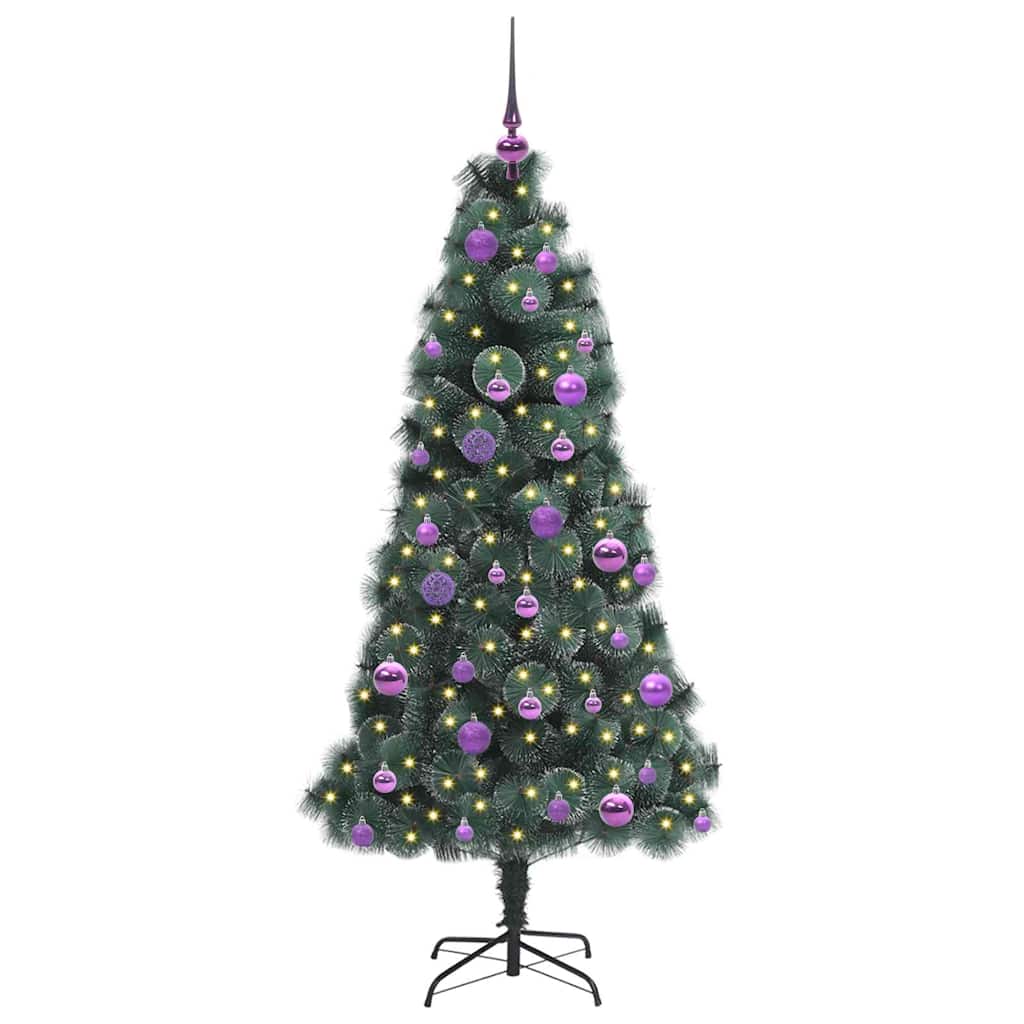 Albero di Natale artificiale preilluminato con set di palline