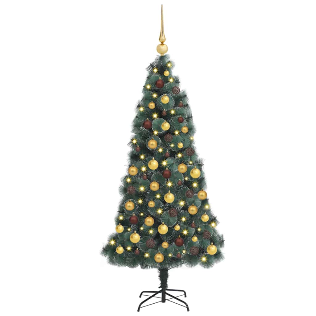 Albero di Natale Artificiale Pre-illuminato con Set di Palline